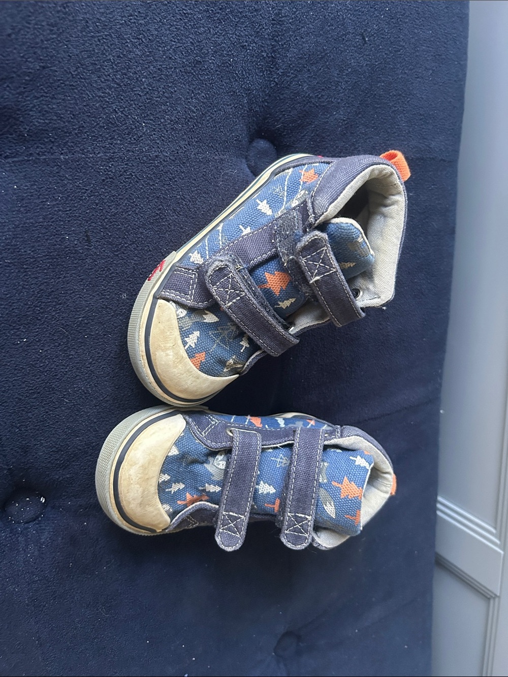 Kids See Kai Run Navy woodland Print Velcro Sneakers